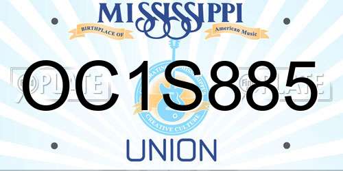 OC1S885 Mississippi License Plate