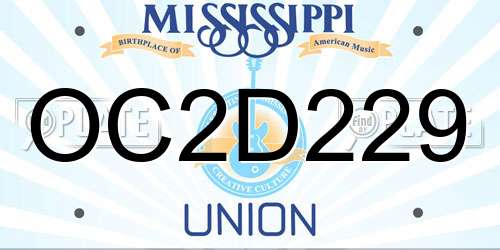 OC2D229 Mississippi License Plate