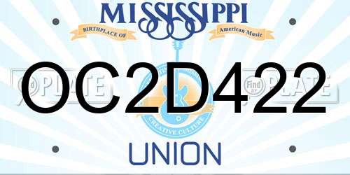 OC2D422 Mississippi License Plate