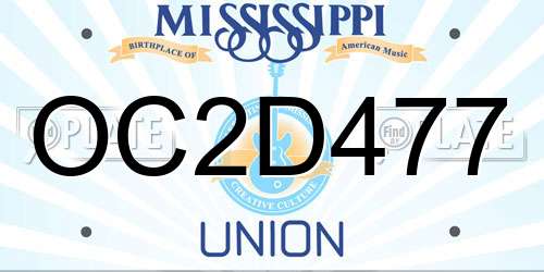 OC2D477 Mississippi License Plate