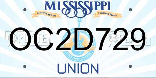 OC2D729 Mississippi License Plate