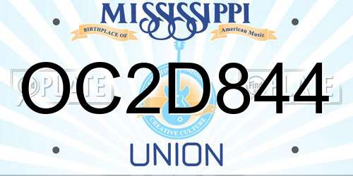 OC2D844 Mississippi License Plate