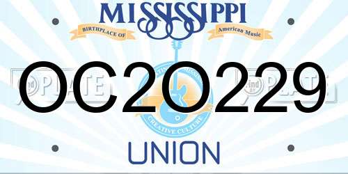 OC2O229 Mississippi License Plate