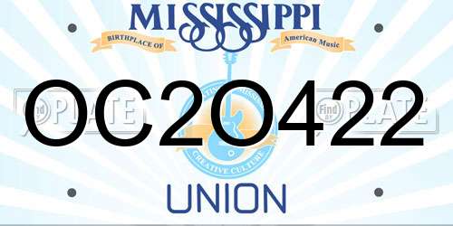 OC2O422 Mississippi License Plate