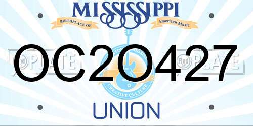 OC2O427 Mississippi License Plate