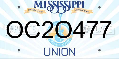 OC2O477 Mississippi License Plate