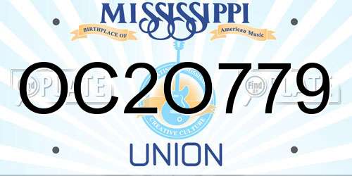OC2O779 Mississippi License Plate