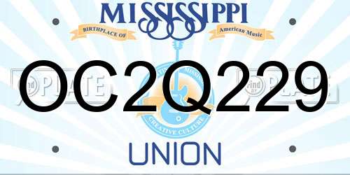 OC2Q229 Mississippi License Plate