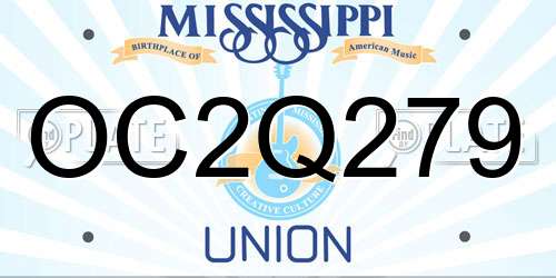 OC2Q279 Mississippi License Plate