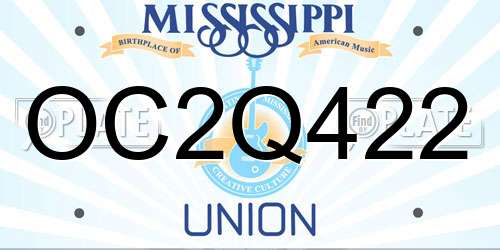 OC2Q422 Mississippi License Plate