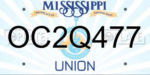 OC2Q477 Mississippi License Plate