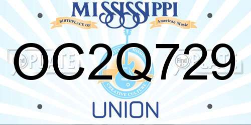 OC2Q729 Mississippi License Plate