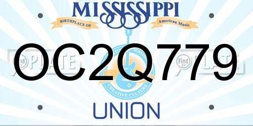 OC2Q779 Mississippi License Plate