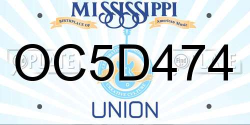 OC5D474 Mississippi License Plate
