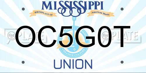 OC5G0T Mississippi License Plate