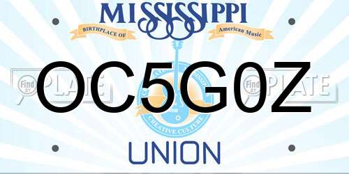 OC5G0Z Mississippi License Plate