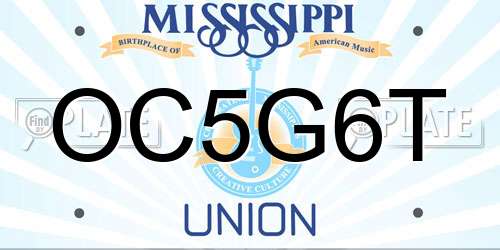 OC5G6T Mississippi License Plate