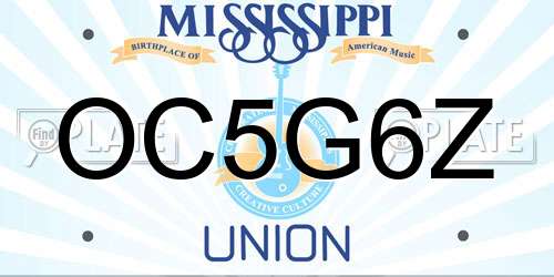 OC5G6Z Mississippi License Plate