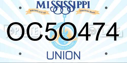 OC5O474 Mississippi License Plate