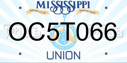 OC5T066 Mississippi License Plate