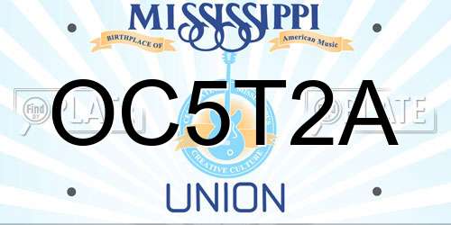 OC5T2A Mississippi License Plate