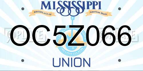 OC5Z066 Mississippi License Plate
