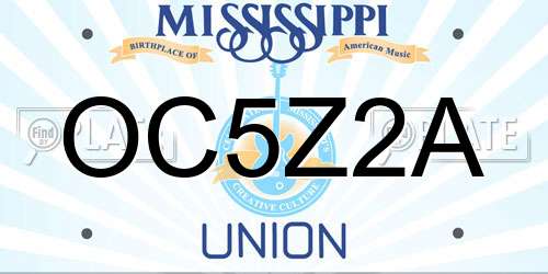 OC5Z2A Mississippi License Plate