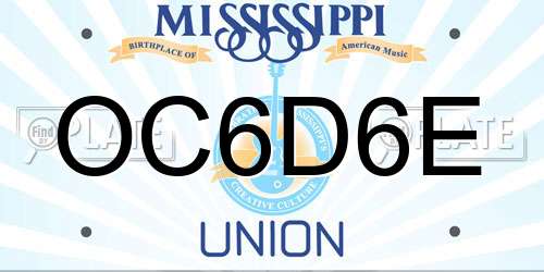 OC6D6E Mississippi License Plate