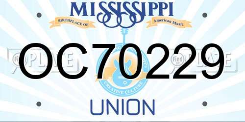OC70229 Mississippi License Plate