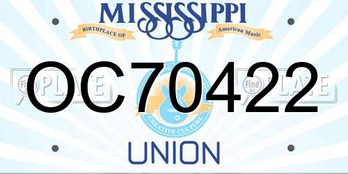 OC70422 Mississippi License Plate