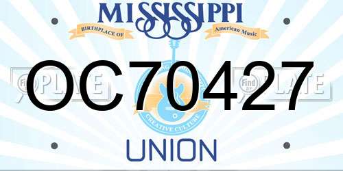 OC70427 Mississippi License Plate