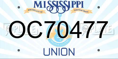 OC70477 Mississippi License Plate