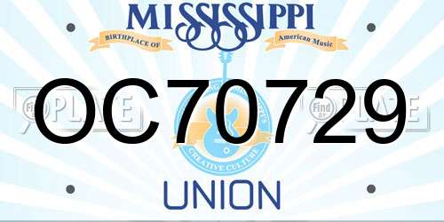 OC70729 Mississippi License Plate