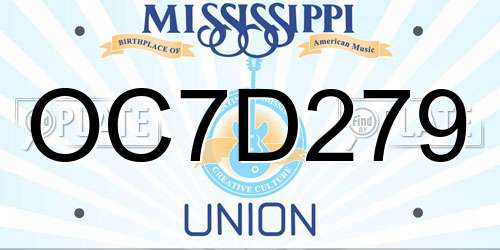 OC7D279 Mississippi License Plate