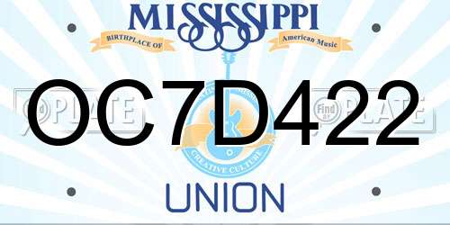 OC7D422 Mississippi License Plate
