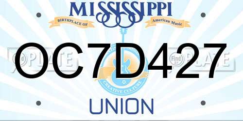 OC7D427 Mississippi License Plate