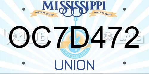 OC7D472 Mississippi License Plate