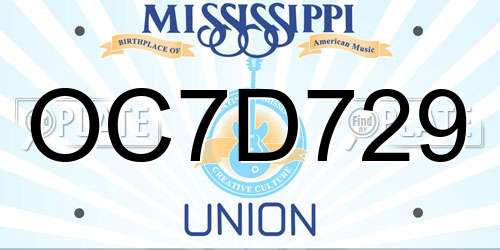 OC7D729 Mississippi License Plate