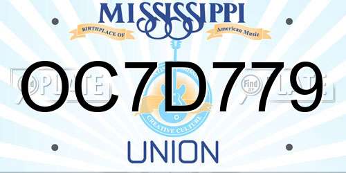 OC7D779 Mississippi License Plate