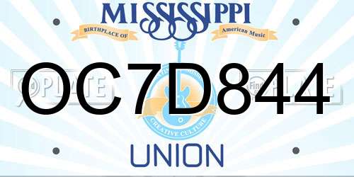 OC7D844 Mississippi License Plate