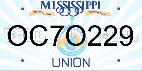 OC7O229 Mississippi License Plate
