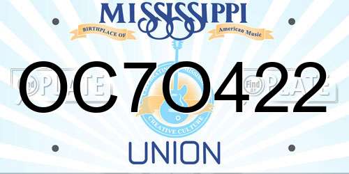 OC7O422 Mississippi License Plate