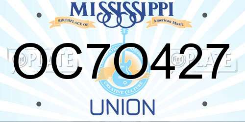 OC7O427 Mississippi License Plate