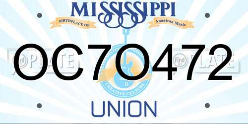 OC7O472 Mississippi License Plate