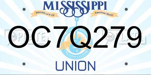 OC7Q279 Mississippi License Plate
