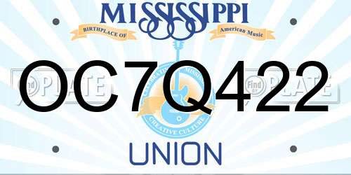 OC7Q422 Mississippi License Plate