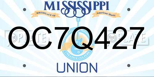OC7Q427 Mississippi License Plate