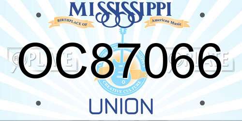 OC87066 Mississippi License Plate