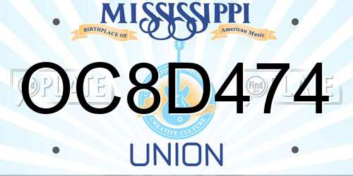 OC8D474 Mississippi License Plate