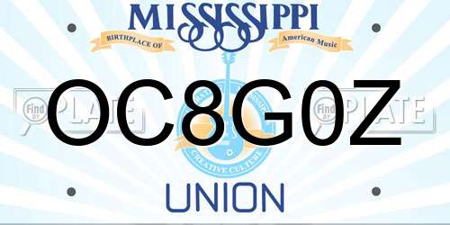 OC8G0Z Mississippi License Plate